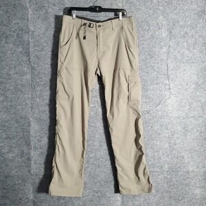 Prana Cargo Pants Men 34x32 Khaki Quick Dry Lightweight Outdoor Adventure Hiking